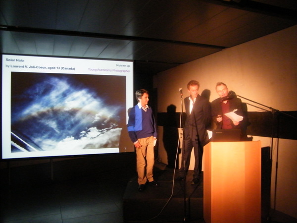 The runner-up winner in the young astronomer category was taken by 13-year-old Laurent V. Joli-Coeur from Canada, who was also at the ceremony. He is one stage with the ROG's public astronomer, Marek Kukula, and Dallas Campbell, from the BBC's 'Bang Goes the Theory.'