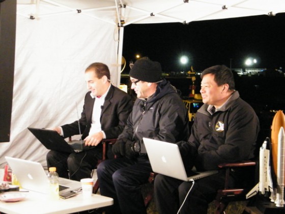 David Waters, Miles O'Brien and Leroy Chiao of SpaceflightNow.com