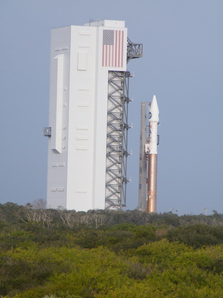 Atlas V with SDO emerges from the processing building. Image: Nancy Atkinson